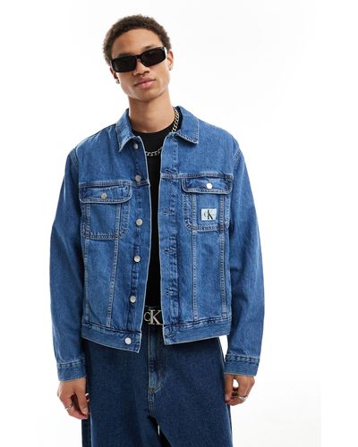 Calvin Klein – jeansjacke im stil der 90er - Blau