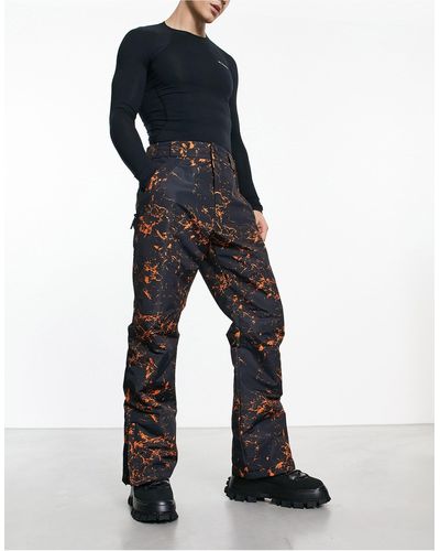 Threadbare Pantaloni da sci neri e arancioni con stampa - Blu