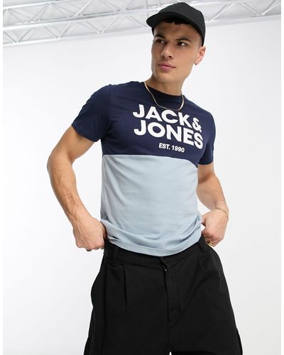 Jack & Jones T-shirt effet color block - et bleu pâle