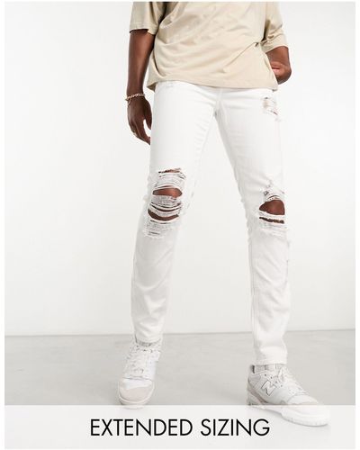 ASOS Skinny Jeans With Heavy Rips - White