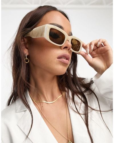 ASOS – mittelgroße, eckige sonnenbrille aus marmoriertem acetat - Braun