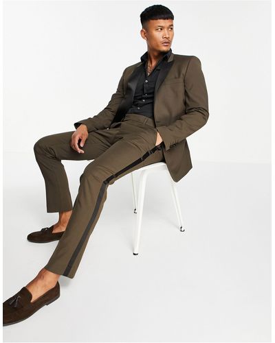 ASOS Skinny Tuxedo Suit Pants - Brown