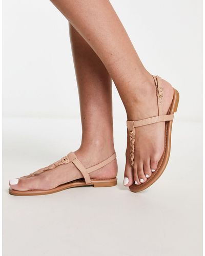 New Look Platte Sandalen Met Gevlochten Bandjes - Naturel