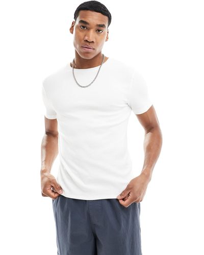 ASOS 2 Pack Muscle Fit Rib T-shirts - White