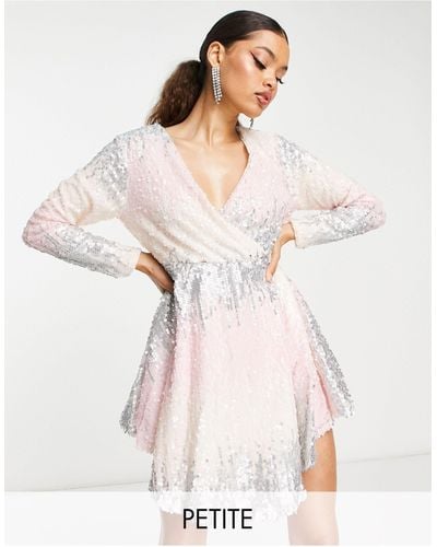 Collective The Label Exclusive Sequin Wrap Mini Dress - Natural