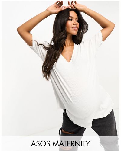 ASOS Asos Design Maternity Oversized V-neck T-shirt - White
