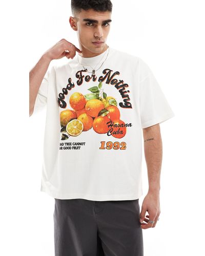 Good For Nothing Orange Graphic T-shirt - Grey