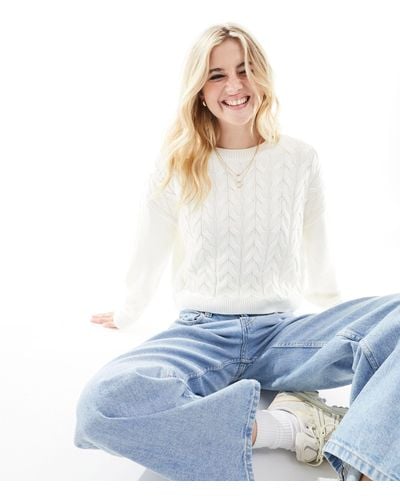 Pimkie Cable Knit Jumper - White