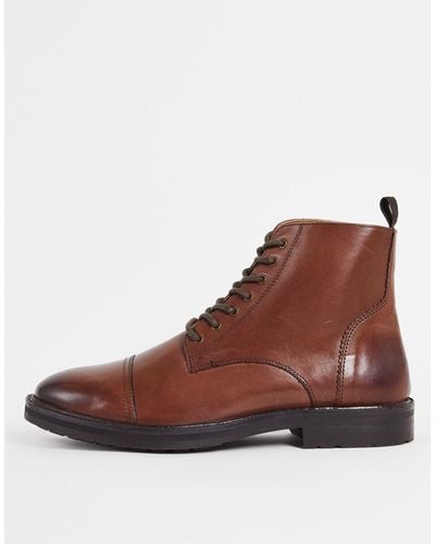 TOPMAN Real Leather Orbis Boots - Brown