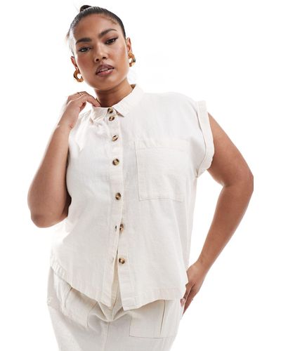 Vero Moda Cropped Linen Shirt Co-ord - White