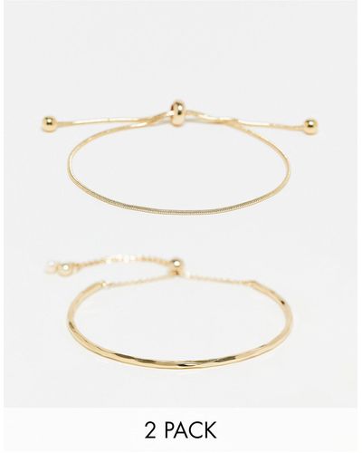ASOS Pack Of 2 Bracelets With Simple toggle Detail - White
