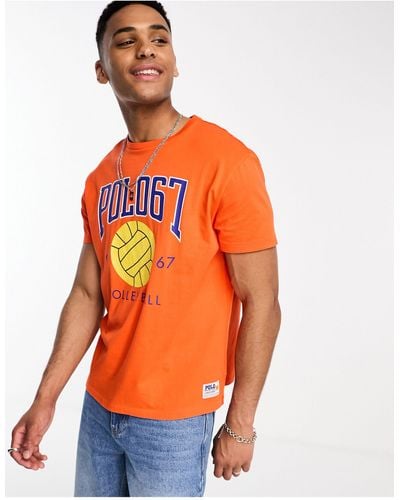 Polo Ralph Lauren Retro Volleyball Logo T-shirt Classic Oversized Fit - Orange