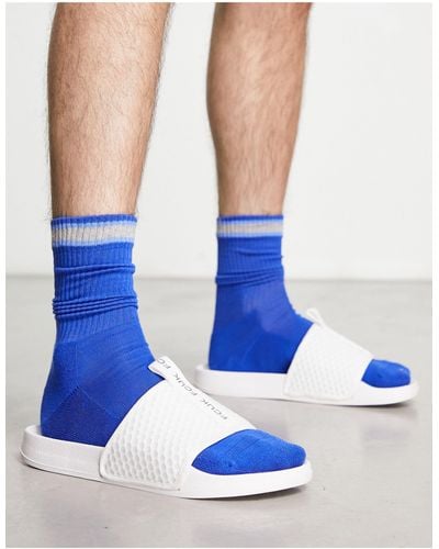 French Connection Slippers Met Multi-logo - Blauw
