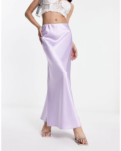 Miss Selfridge Satin Bias Maxi Skirt - Purple