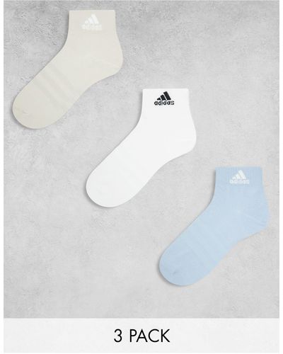 adidas Originals Adidas - confezione da 3 paia di calzini bianchi, blu e pietra - Bianco