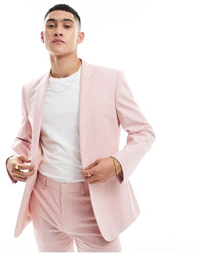 ASOS Skinny Gingham Suit Jacket - Pink