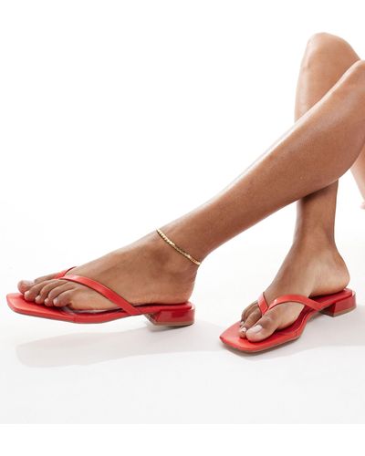 ASOS Felicity Skinny Toe-thong Flat Sandals - Red