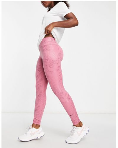 Nike One dri-fit - leggings a vita medio alta glitterati stampati - Rosa