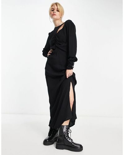 Object Spliced Bodycon Maxi Dress - Black