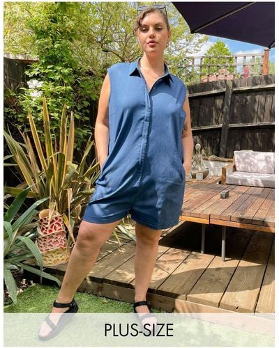 Noisy May – exklusiver jeans-playsuit - Blau