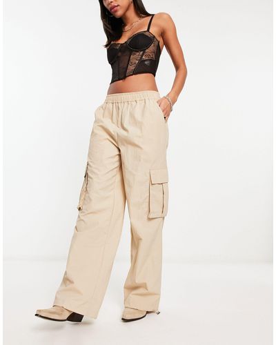 ONLY Wide Leg Cargo Trousers - Natural