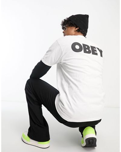 Obey T-shirt à imprimé logo large au dos - Blanc