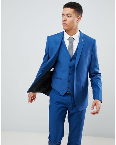 Farah Henderson Slim Fit Suit Jacket - Blue