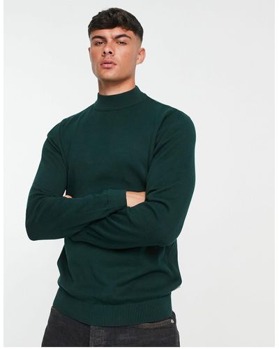 Jack & Jones Essentials Mock Neck Sweater - Green