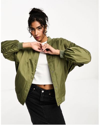River Island Relaxed Bomber Jacket - Green