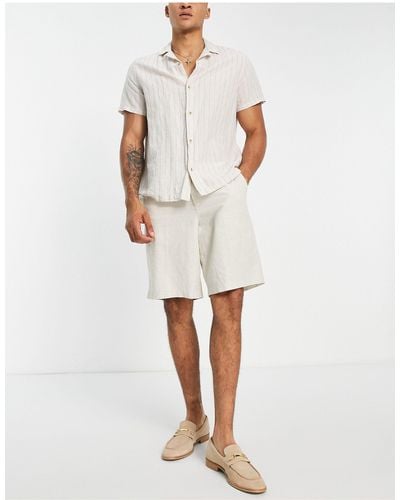New Look Relaxed Fit Linen Shorts - White