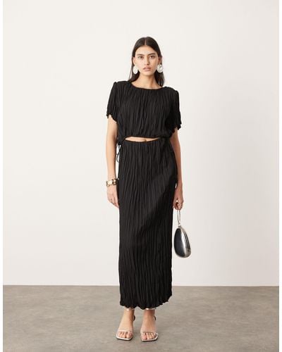 ASOS Plisse Textured Midaxi Skirt - Black