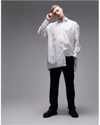 TOPMAN Long Sleeve Super Oversized Fit Formal Shirt - White