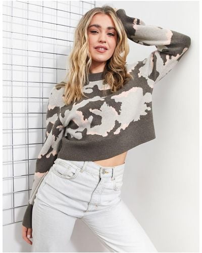 French Connection Kylah Camo Sweater - Green