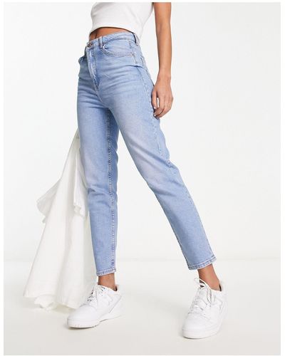 Bershka Mom Jeans Met Comfortabele Pasvorm - Blauw