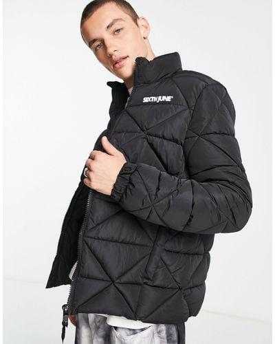 Sixth June Squared Padded Puffer Jacket - Black