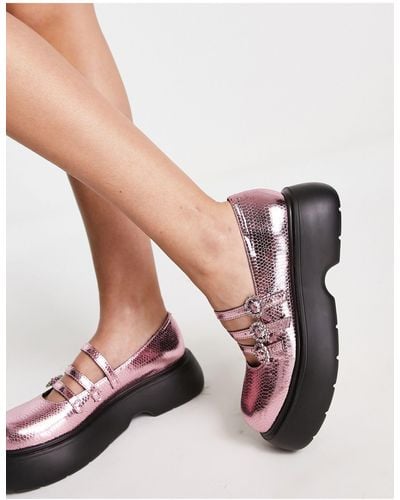 ASOS Missy Chunky Mary Jane Shoes With Diamante Buckles - Pink