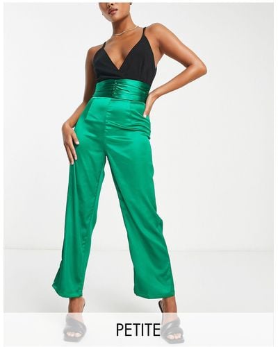 Collective The Label – jumpsuit mit weitem bein und geraffter taille im farbblockdesign - Grün