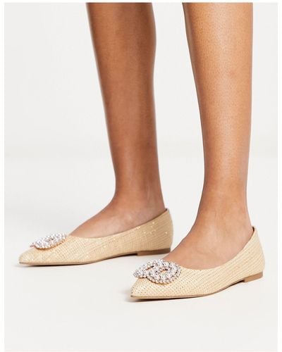 ASOS Lola Faux Pearl Pointed Ballet Flats - White