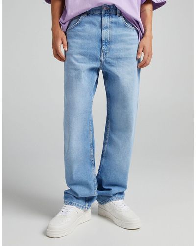 Bershka – zerrissene baggy-jeans - Blau