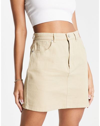 Monki Cotton Twill Mini Skirt - Natural