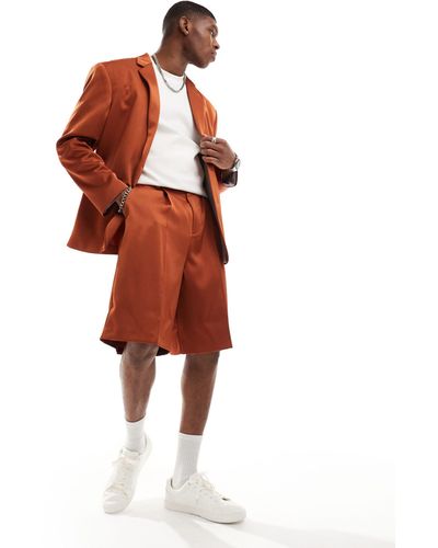 ASOS Pull On Bermuda Suit Shorts - Brown