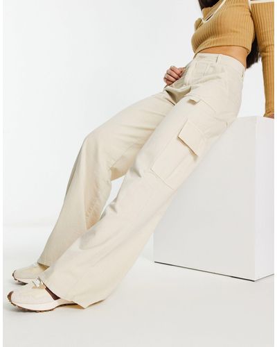ASOS High Waisted Straight Leg Cargo Trouser - Natural