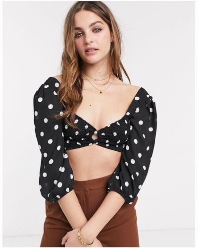 emory park Crop Top With Ring Bust Detail - Black