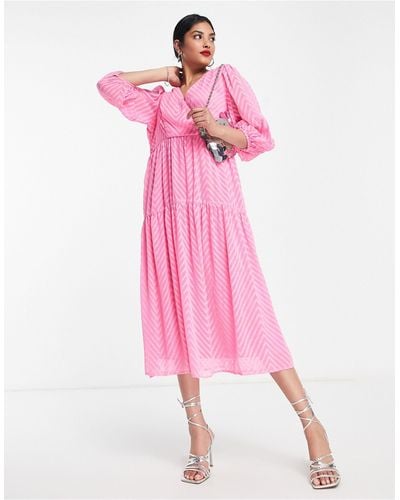 Vero Moda Textured Midi Dress - Pink