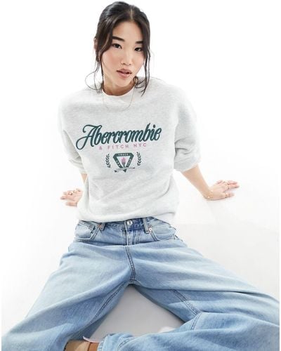 Abercrombie & Fitch Heritage Embriodery And Print Sweatshirt - White