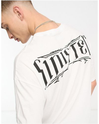 ADPT T-shirt oversize bianca con stampa "sinister" - Bianco