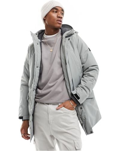 Only & Sons Waterproof Technical Parka With Hood - Gray