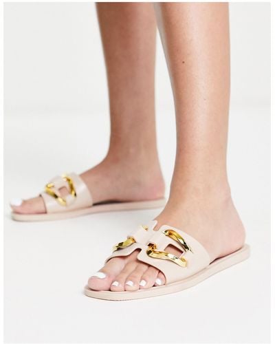 ASOS Fleur - sandales plates en plastique souple avec chaîne - beige - Rose