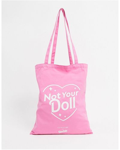 Skinnydip London Barbie - tote bag en toile avec inscription not your doll - Rose