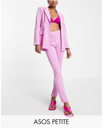 ASOS Petite – anzughose aus jersey mit schmalem bein und geteiltem saum - Pink